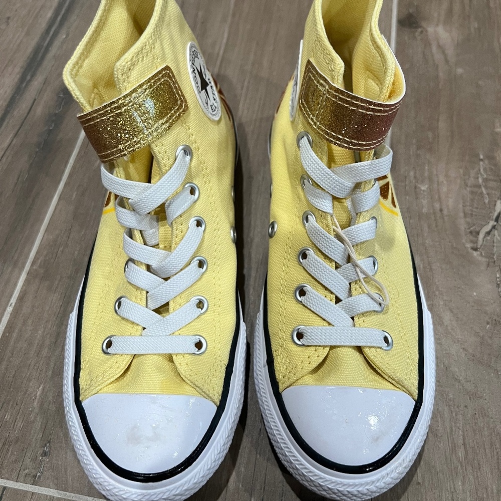 Girls Converse Allstar Yellow Watermelon High Tops Size 2.5 US